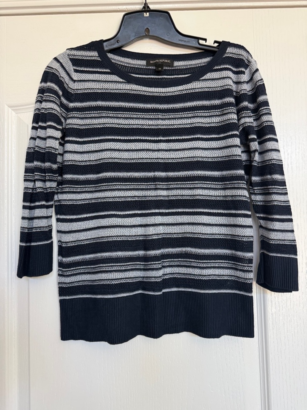 Banana Republic Navy & Gray Striped Crewneck Sweater